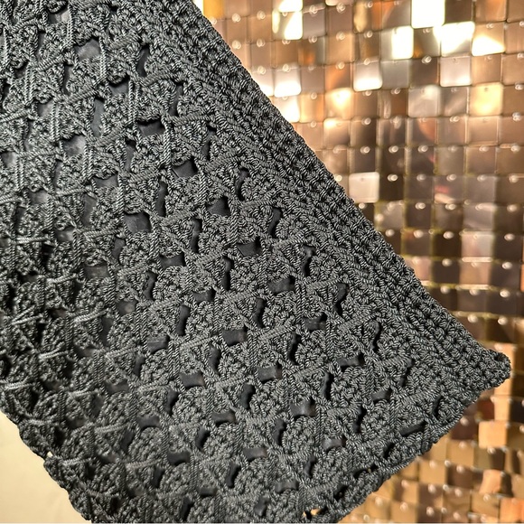 Vintage Micro Knit Crochet Black Wristlet Clutch - Picture 7 of 16